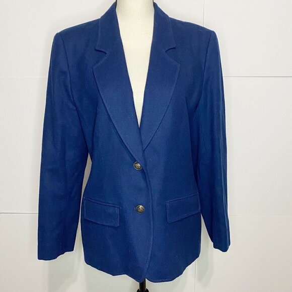 Vintage Pendleton Navy Wool Blazer Jacket with Button Detail Size 10 Lined USA - Picture 1 of 7